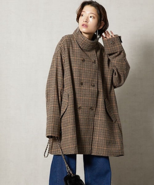 FREAK'S STORE（フリークスストア）の「【送料無料】ガンクラブチェックショートコートト【WEB限定】【予約商品】（その他・レディース・ナチュラル/チャコールグレー/ブラック/ベージュ/ブラウン・FREE）」の16枚目の写真