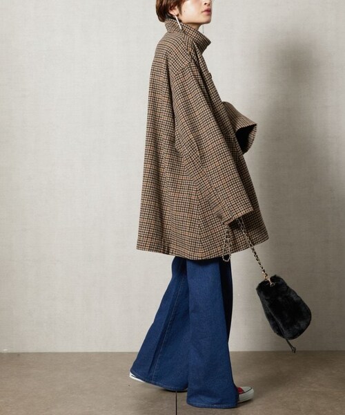 FREAK'S STORE（フリークスストア）の「【送料無料】ガンクラブチェックショートコートト【WEB限定】【予約商品】（その他・レディース・ナチュラル/チャコールグレー/ブラック/ベージュ/ブラウン・FREE）」の19枚目の写真