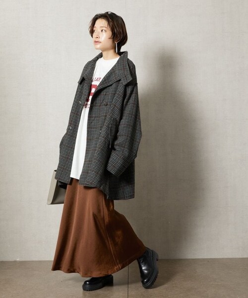FREAK'S STORE（フリークスストア）の「【送料無料】ガンクラブチェックショートコートト【WEB限定】【予約商品】（その他・レディース・ナチュラル/チャコールグレー/ブラック/ベージュ/ブラウン・FREE）」の6枚目の写真