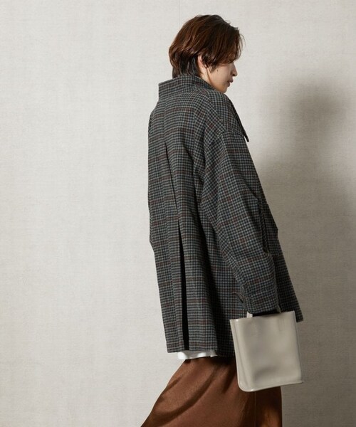 FREAK'S STORE（フリークスストア）の「【送料無料】ガンクラブチェックショートコートト【WEB限定】【予約商品】（その他・レディース・ナチュラル/チャコールグレー/ブラック/ベージュ/ブラウン・FREE）」の7枚目の写真