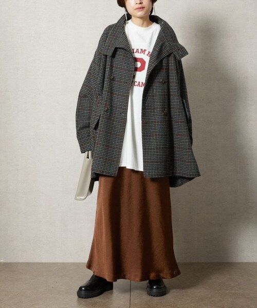 FREAK'S STORE（フリークスストア）の「【送料無料】ガンクラブチェックショートコートト【WEB限定】【予約商品】（その他・レディース・ナチュラル/チャコールグレー/ブラック/ベージュ/ブラウン・FREE）」の8枚目の写真