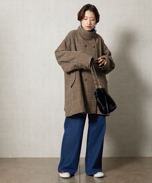 FREAK'S STORE（フリークスストア）の「【送料無料】ガンクラブチェックショートコートト【WEB限定】【予約商品】（その他・レディース・ナチュラル/チャコールグレー/ブラック/ベージュ/ブラウン・FREE）」の17枚目の写真