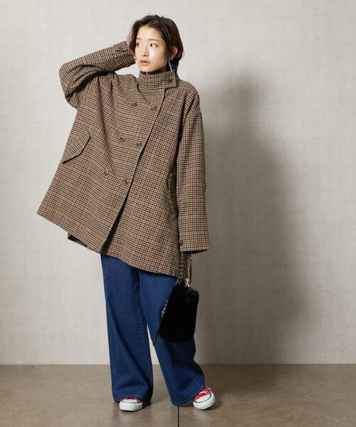 FREAK'S STORE（フリークスストア）の「【送料無料】ガンクラブチェックショートコートト【WEB限定】【予約商品】（その他・レディース・ナチュラル/チャコールグレー/ブラック/ベージュ/ブラウン・FREE）」の20枚目の写真