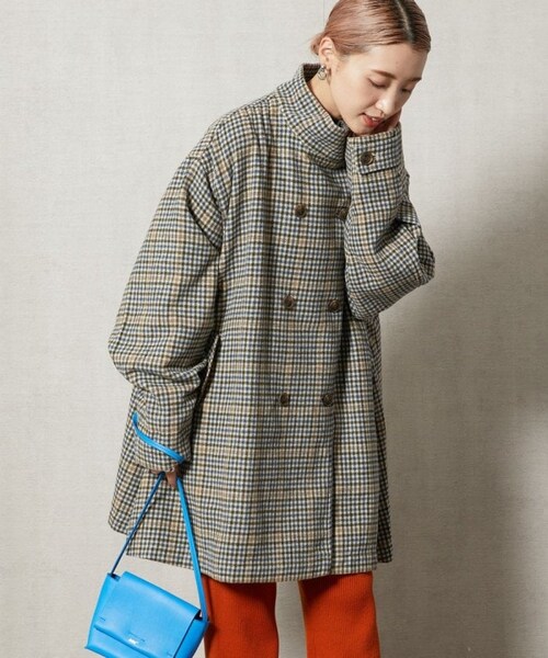 FREAK'S STORE（フリークスストア）の「【送料無料】ガンクラブチェックショートコートト【WEB限定】【予約商品】（その他・レディース・ナチュラル/チャコールグレー/ブラック/ベージュ/ブラウン・FREE）」の3枚目の写真