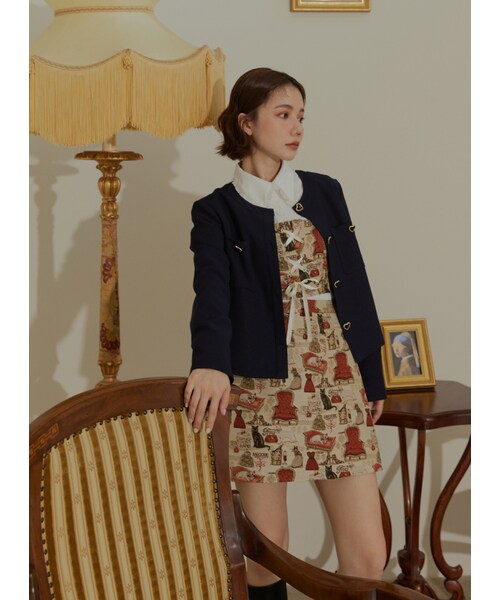 Marjorie（マージョリー）の「輕奢女伶，典雅愛心釦飾小圓領外套（ジャケット/アウター・レディース・深藍/紫・S/M）」の16枚目の写真