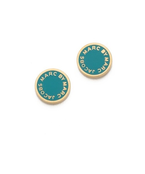 Marc by Marc Jacobs（マークバイマークジェイコブス）の「Marc by Marc Jacobs Enamel Logo Disc Stud Earrings（ピアス（両耳用）・レディース・Gunmetal/Wintergreen・One Size）」の2枚目の写真