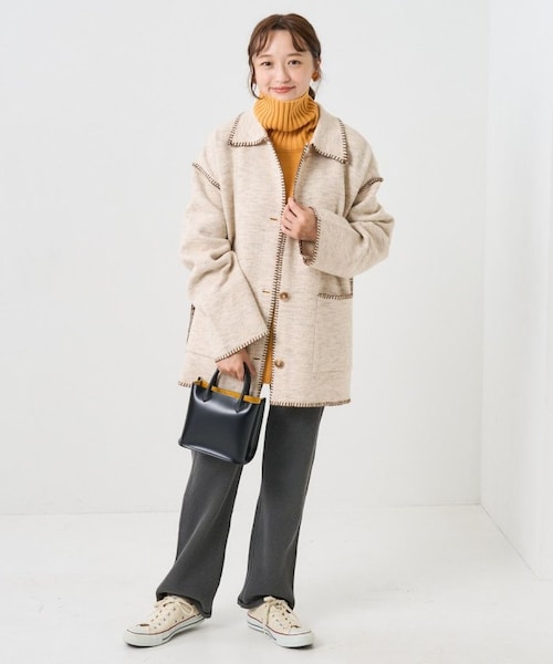 送料無料】ブランケットステッチニットジャケット【予約商品】