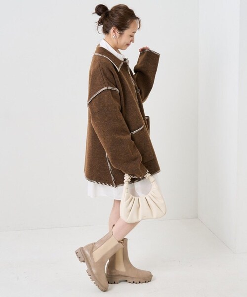 送料無料】ブランケットステッチニットジャケット【予約商品】