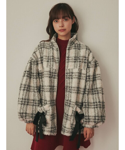 merry jenny（メリージェニー）の「チェックボアリボンブルゾン
