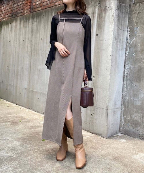 one after another NICE CLAUP(ワンアフターアナザーナイスクラップ)の「【2022AWアイテム】キャミOP(ワンピース・レディース・その他1/ブラウン系その他/グレー系その他/ブラック・1/2)」の4枚目の写真