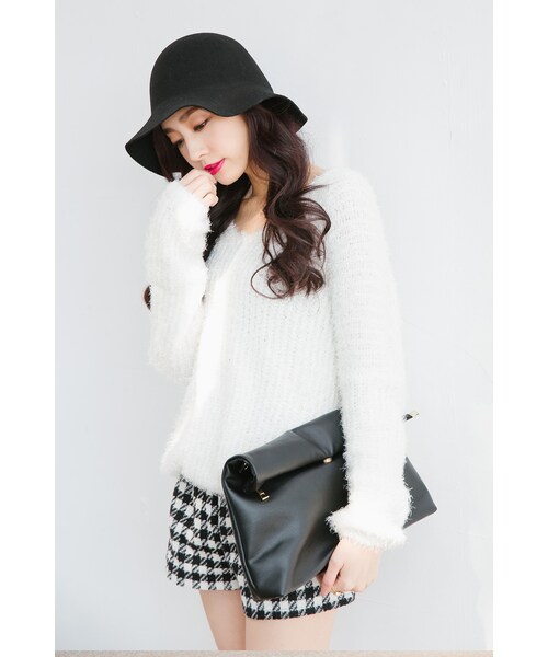 ORENDA（オレンダ）の「經典格紋前拉鍊短褲（パンツ・レディース・黑白・F）」の4枚目の写真