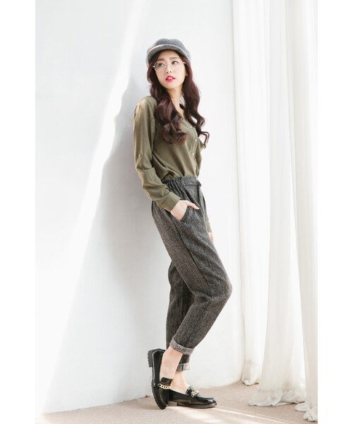 ORENDA（オレンダ）の「粉領必備金屬環扣長褲（パンツ・レディース・黑・F）」の4枚目の写真