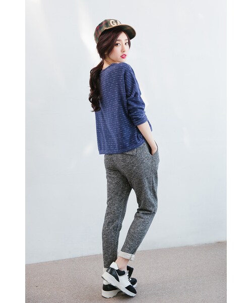 ORENDA（オレンダ）の「運動感抽繩造型長褲（パンツ・レディース・麻灰・F）」の5枚目の写真