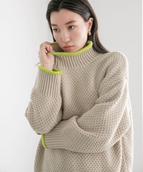 LOWRYS FARM（ローリーズファーム）の「カノコバイカラーハイネック（トップス・レディース・アイボリー08/ブラック09/ベージュ52/ブラウン58・フリーサイズ）」の15枚目の写真