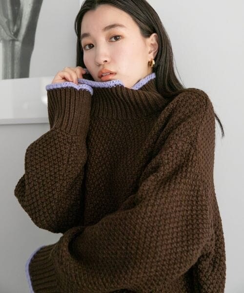 LOWRYS FARM（ローリーズファーム）の「カノコバイカラーハイネック（トップス・レディース・アイボリー08/ブラック09/ベージュ52/ブラウン58・フリーサイズ）」の17枚目の写真