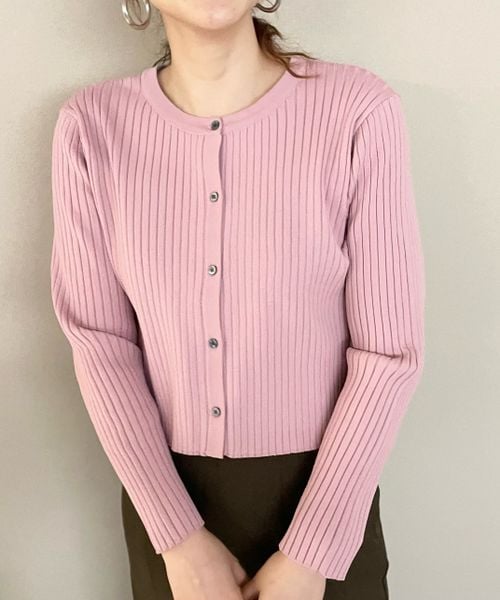 LOWRYS FARM（ローリーズファーム）の「２ＷＡＹクロップドカーディガン（トップス・レディース・オフホワイト05/ブラック09/ピンク25/グリーン75・フリーサイズ）」の3枚目の写真