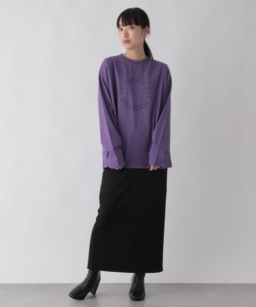 LOWRYS FARM(ローリーズファーム)の「プリントロゴTシャツ(トップス・レディース・オフ05/アイボリー08/チャコール18/パープル95・F)」の8枚目の写真