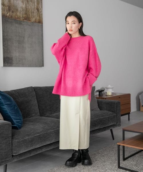 LOWRYS FARM（ローリーズファーム）の「カラーチュニックニット（トップス・レディース・グレー12/ピンク25/グリーン75/ブルー85・フリーサイズ）」の9枚目の写真