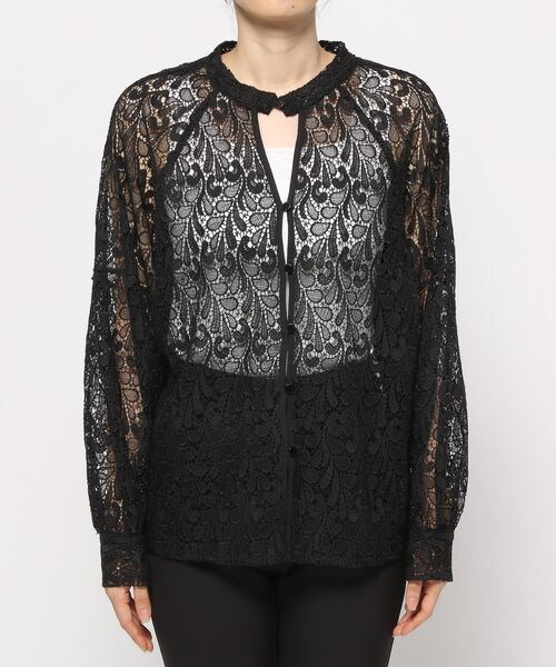 PAGEBOY（ページボーイ）の「レースチュニックシャツ（トップス・レディース・オフホワイト05/ブラック09/ココア53・F）」の6枚目の写真