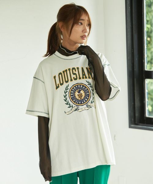 PAGEBOY（ページボーイ）の「カレッジエンブレムＴ（トップス・レディース・オフホワイト05/チャコール18・M/L）」の4枚目の写真