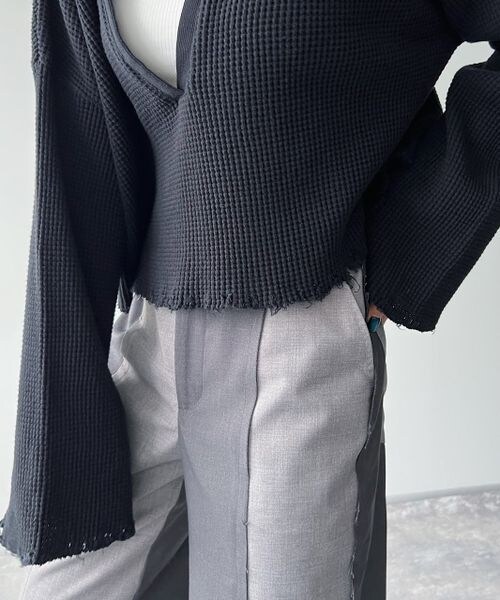 PAGEBOY（ページボーイ）の「ダメージワッフルトップス（トップス・レディース・オフホワイト05/ブラック09・FREE）」の7枚目の写真