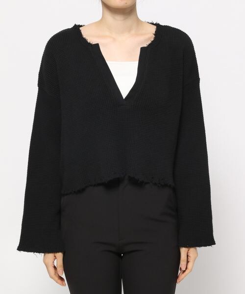 PAGEBOY（ページボーイ）の「ダメージワッフルトップス（トップス・レディース・オフホワイト05/ブラック09・FREE）」の9枚目の写真