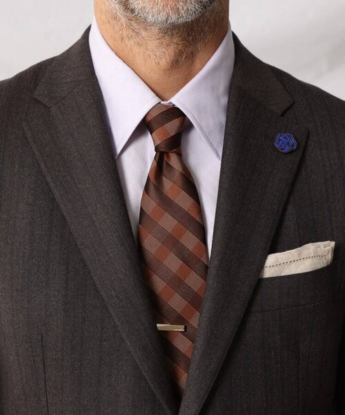 TAKEO KIKUCHI ウールブラウンストライプジャケット L タケオキクチ TAKEO KIKUCHI（タケオキクチ）の「絣縞 ワイド ストライプ スーツ