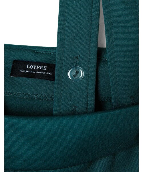 LOVFEE（ラッフィ）の「交叉裙片造型吊帶短褲（パンツ・レディース・黑/藍綠・S/M/L）」の6枚目の写真