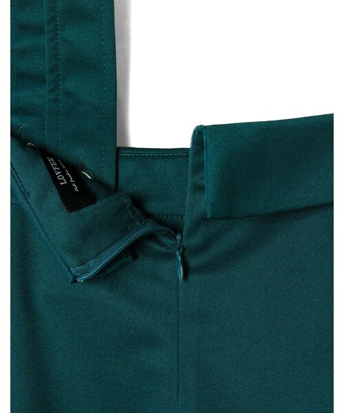 LOVFEE（ラッフィ）の「交叉裙片造型吊帶短褲（パンツ・レディース・黑/藍綠・S/M/L）」の7枚目の写真