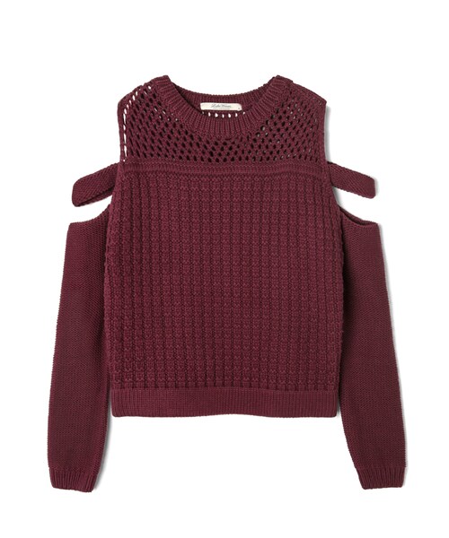 LOVFEE（ラッフィ）の「縷空拼接短版挖肩針織毛衣（トップス・レディース・米白/酒紅/墨綠・S/M）」の2枚目の写真