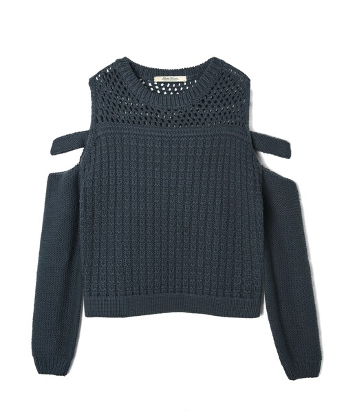 LOVFEE（ラッフィ）の「縷空拼接短版挖肩針織毛衣（トップス・レディース・米白/酒紅/墨綠・S/M）」の3枚目の写真