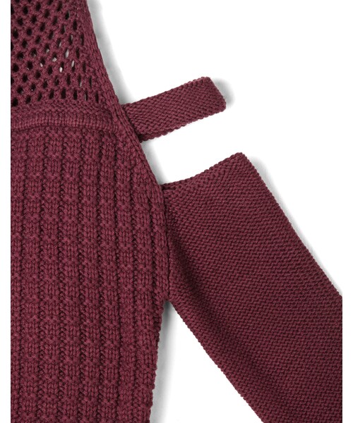 LOVFEE（ラッフィ）の「縷空拼接短版挖肩針織毛衣（トップス・レディース・米白/酒紅/墨綠・S/M）」の5枚目の写真