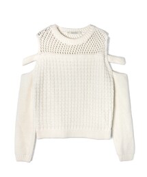 LOVFEE | 縷空拼接短版挖肩針織毛衣(トップス)