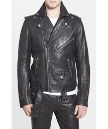 DIESEL | DIESEL® 'Sledyc' Leather Moto Jacket(ライダースジャケット)
