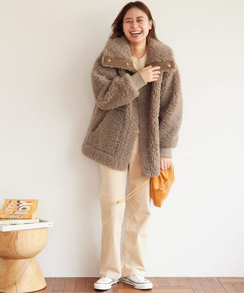 美品 ジャーナルスタンダードレリューム カーリーブルゾン モコモコファー 茶系 JOURNAL STANDARD relume（ジャーナルスタンダード レリューム