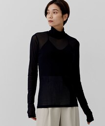 city | ストレッチチュールハイネックトップス(Tシャツ/カットソー)