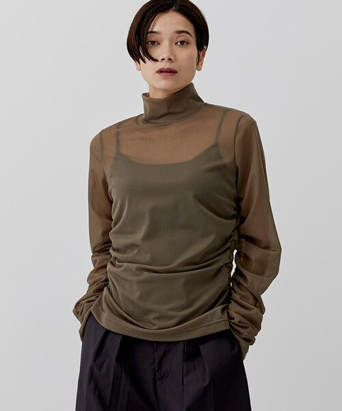 city（シティ）の「トリコットシアーシャーリングTOPS（Tシャツ/カットソー・レディース・NAT/IVR/BLK/KHK/ORG・FREE）」の3枚目の写真