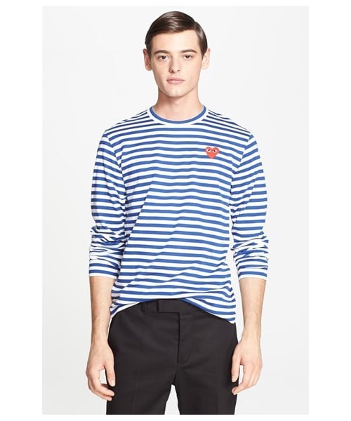 COMME des GARCONS(コムデギャルソン)の「Comme des Garçons 'Play' Long Sleeve Stripe Crewneck T-Shirt(Tシャツ/カットソー・メンズ・Black/ White/Navy/ White/Red/ White・Regular X-Large/Regular Large/Regular Small/Regular Medium)」の2枚目の写真