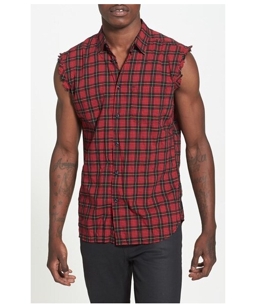 DIESEL（ディーゼル）の「DIESEL® 'S-Neha' Sleeveless Plaid Woven Shirt（シャツ/ブラウス・メンズ・Formula Red・Regular Medium/Regular X-Large/Regular Large）」の2枚目の写真