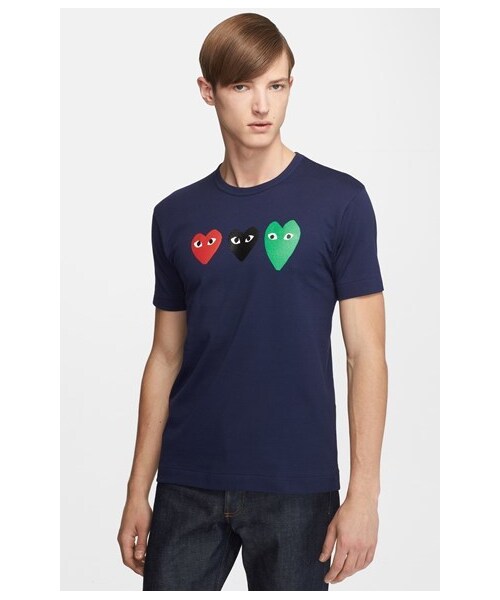 COMME des GARCONS(コムデギャルソン)の「Comme des Garçons 'Play' Three Heart Graphic T-Shirt(Tシャツ/カットソー・メンズ・Navy・Regular Small)」の1枚目の写真