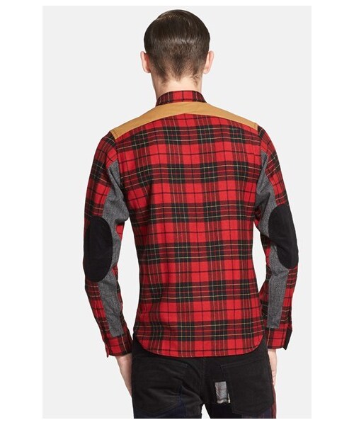 JUNYA WATANABE(ジュンヤワタナベ)の「Junya Watanabe Extra Trim Fit Mixed Media Plaid Shirt(シャツ/ブラウス・メンズ・Red/ Blk Multi・Regular X-Large)」の3枚目の写真