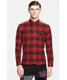 JUNYA WATANABE | Junya Watanabe Extra Trim Fit Mixed Media Plaid Shirt(シャツ/ブラウス)