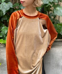 CIAOPANIC | ベロア配色肩スリットラグランTEE(Tシャツ/カットソー)