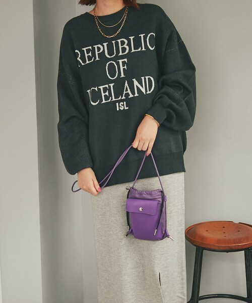 un dix cors（アンディコール）の「《予約》【大人かわいい】ロゴ入りJQニットプルオーバー（ニット/セーター・レディース・オフホワイト/パープル/チャコールグレー・F）」の2枚目の写真