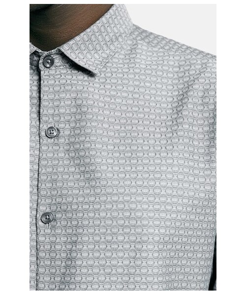 TOPMAN（トップマン）の「Topman Geometric Print Dobby Shirt（シャツ/ブラウス・メンズ・Grey・Regular X-Small/Regular Large/Regular X-Large/Regular Medium/Regular Small）」の5枚目の写真