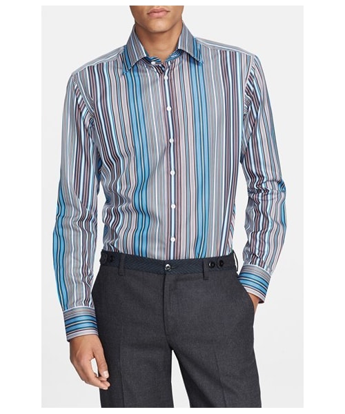 ETRO（エトロ）の「Etro Multi Stripe Trim Fit Shirt（シャツ/ブラウス・メンズ・Blue/ Orange Multi・Regular 41 EU/Regular 39 EU/Regular 44 EU/Regular 43 EU/Regular 42 EU/Regular 45 EU）」の3枚目の写真