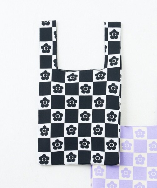 FREAK'S STORE（フリークスストア）の「【送料無料】デイジー柄チェッカーニットバッグ【WEB限定】【予約商品】（バッグ・ブラック/オレンジ/グリーン/ブルー/ラベンダー・ONE SIZE）」の9枚目の写真