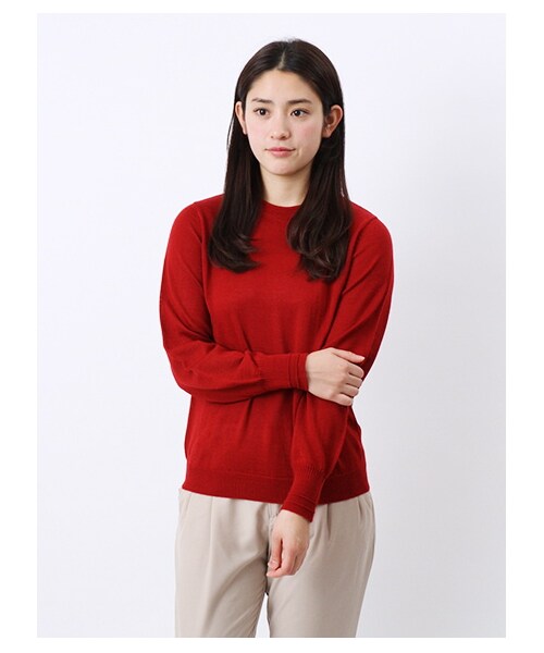 earth music&ecology（アースミュージックアンドエコロジー）の「・ウォッシャブルニットプルオーバー（ニット・セーター・レディース・アイボリー/杢グレー/ブラック/レッド/キャメル/グリーン/ブルー/ネイビー・S/M）」の9枚目の写真