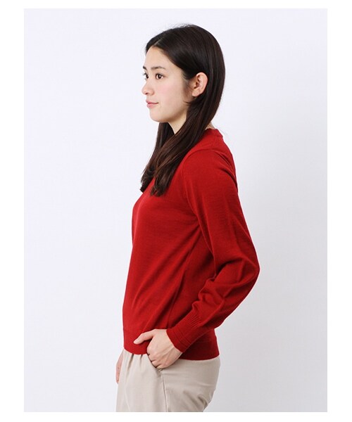 earth music&ecology（アースミュージックアンドエコロジー）の「・ウォッシャブルニットプルオーバー（ニット・セーター・レディース・アイボリー/杢グレー/ブラック/レッド/キャメル/グリーン/ブルー/ネイビー・S/M）」の2枚目の写真