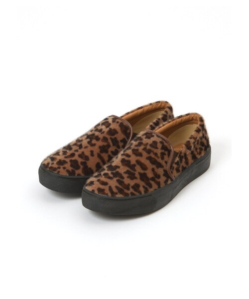 E hyphen world gallery（イーハイフンワールドギャラリー）の「・イミテーションハラコスリッポン（スニーカー・レディース・アイボリー/グレー/ブラック/レオパード・S/M/L）」の4枚目の写真